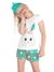 Pijama Infantil Com Máscara Feminino Coelhinha Brilha No Escuro Branco/Verde Kyly 1000449-Vd - comprar online