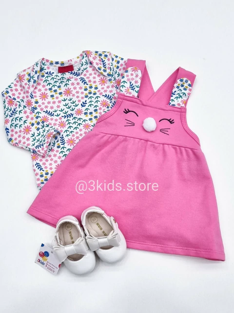 Salopete Com Body Bebê Coelhinha Rosa Kyly 1000707 - comprar online