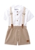 Conjunto Infantil Bata E Shorts Com Suspensórios Om 223.029