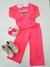 Conjunto Infantil Flores Blusa E Calça Wide Leg Moletom Flanelado Rosa Neon Up Baby 44870 - loja online