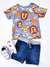 Camiseta Infantil Masculina Estampada Animais Azul Up Baby 45204