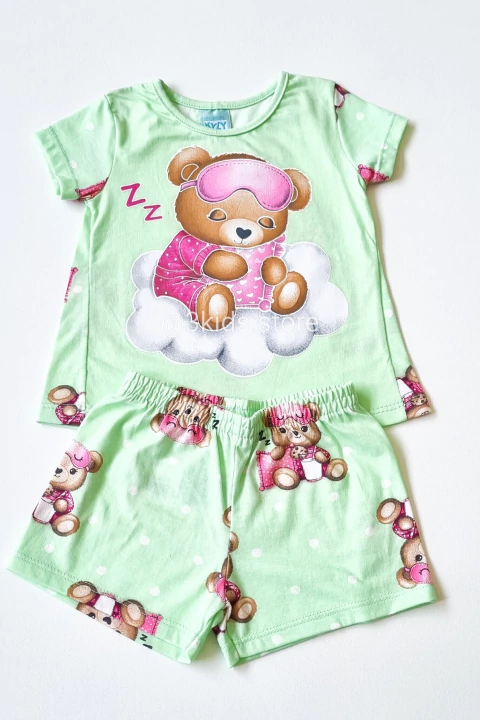 Pijama Infantil Menina Ursinho Verde Kyly 1001144 - comprar online