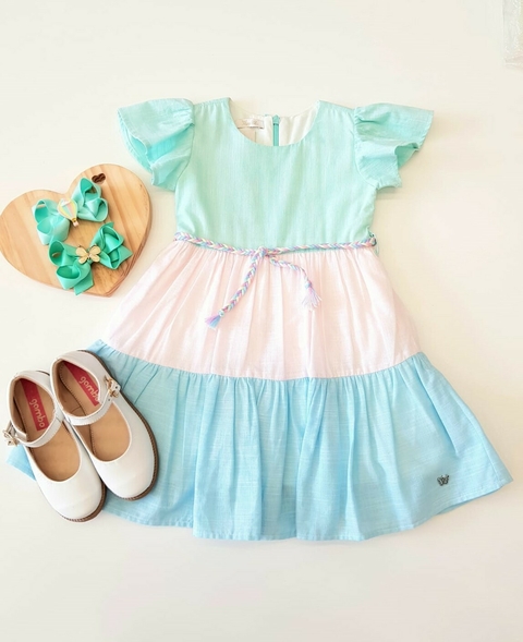 Vestido Infantil Candy Color Com Cinto Anjos 233431