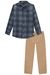 Conjunto Infantil Camisa Xadrez E Calça Sarja Caqui Lucboo 64092 - 3Kids