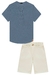 Conjunto Infantil Masculino Bata Azul E Shorts Sarja Off White Lucboo 66042 - loja online