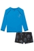 Conjunto De Banho Blusa Azul E Sunga Coqueiros Lucboo 74653 - loja online