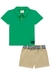 Conjunto Infantil Polo Verde Shorts Sarja Kakhi Lucboo 76005 - loja online