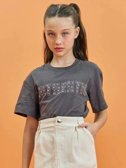 Blusa Teen Boxy Authentic Cinza Lilimoon 79032