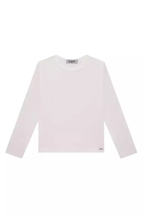 Blusa Infantil Manga Longa Canelada Off White Kukiê 79145 - comprar online