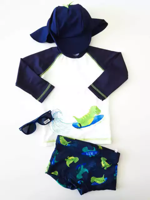 Conjunto De Banho Infantil Com Proteção Solar Dinossauro Lucboo 67555
