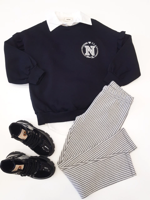 Conjunto Infantil Moletom Flanelado Com Legging Preto Nina Go 2.241.039