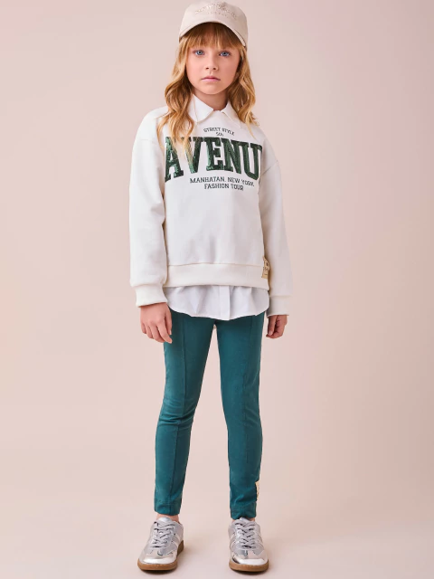 Conjunto Infantil Moletom Blusa E Legging Off/Verde Animê N4857-P - comprar online