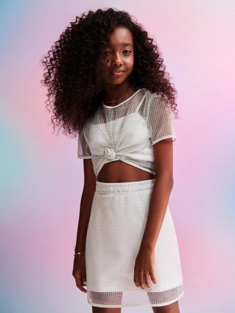 Conjunto Infantil Blusa E Saia Prata Iam Authoria R3359 - comprar online