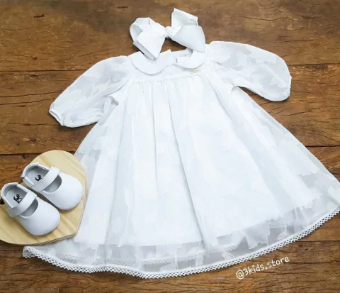 Vestido Bebê Batizado Animê L1607
