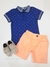 Conjunto Infantil Polo Azul E Shorts Sarja Laranja Neon Lucboo 49619 - comprar online