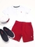 Conjunto Infantil Bata Branca Shorts Vermelho Om 1224087
