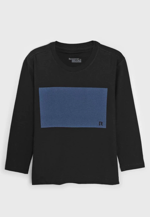 Camiseta Infantil Manga Longa Bloco Preto E Azul Reserva 63553-Pr