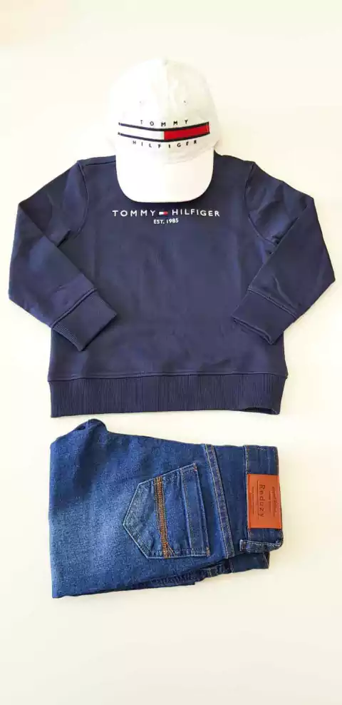 Blusa Infantil Moletom Marinho Tommy Hilfiger Tkks0ks00212-Mar