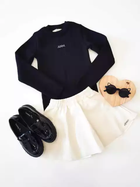 Blusa Infantil Tricot Preta Animê N4399-Pq (Tam. 10 E 12)