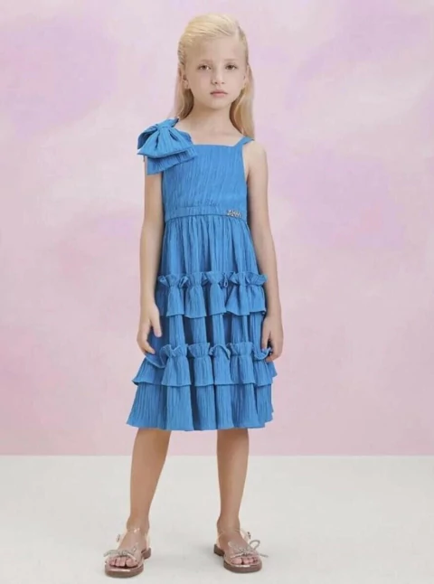 Vestido Infantil Alça Azul Animê N3432