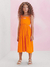 Vestido Infantil Com Recorte Laranja Animê (Tam. 4 Ao 12) N3430-P