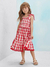Vestido Infantil Xadrez Vermelho Animê P5352