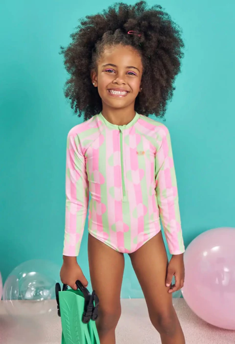 Maiô Infantil Manga Longa Corações Kukiê 83562-01 - comprar online
