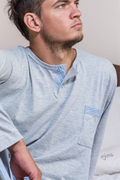 Pijama Hombre Rayas Celeste - Scotfield