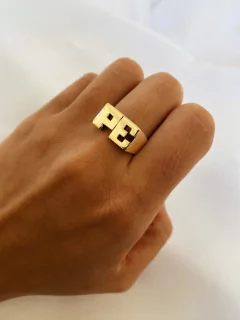 Anillo de Plata 925 DOBLE INICIAL DOUBLE DE ORO