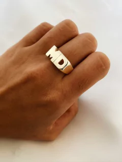 anillo iniciales plata