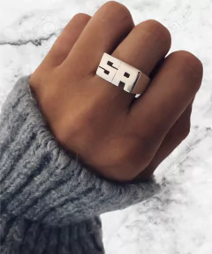 anillo iniciales plata