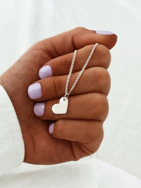 Conjunto plata 925 - Corazón chato y cadenita