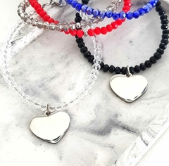 Pulsera dijes corazón cristalitos checos