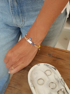 Pulsera tejida dije rectangular personalizado en internet