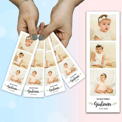 Souvenir imantado Tira Foto cabina pack x5 Temática Bautismo - Comunión