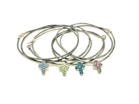 Conjunto Cristal Swarovski Plata 925 y cuero *155