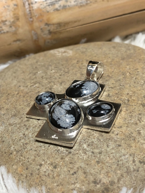 Cruz de Plata 925 con Piedra jaspe cebra