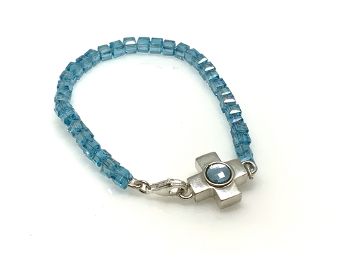 Pulsera de Plata 925 con Cruz y Cristal Swarovski