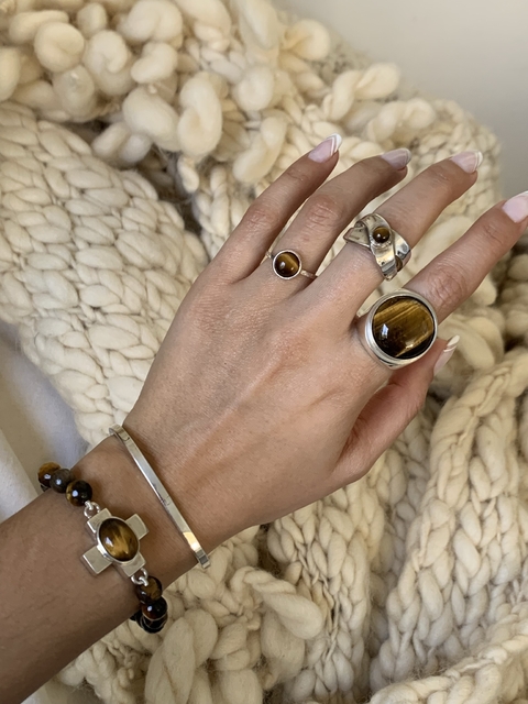 Anillo de Plata 925 con Piedra Ojo de Tigre
