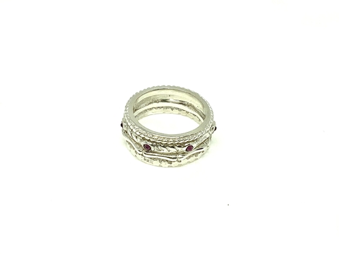 Kits de 4 Anillos de Plata 925 con Cristal Swarovski