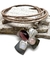 Cruz de Plata 925 con perla natural piedra de la Luna ojo de gato y quarzo rosa con cuero de la india - comprar online