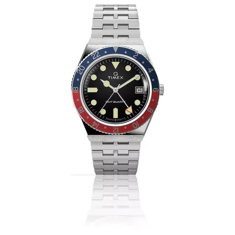Reloj Timex Q GMT 38mm SST Case Black TW2V38000