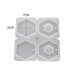 MOLDE PLANCHA SILICONA 4 LLAVEROS HEXAGONALES - DOCTOR GLITTER