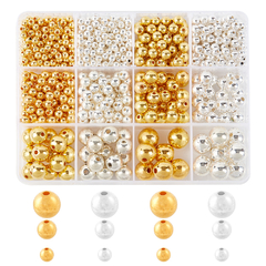 KIT ARMAR PERLAS DORADAS Y PLATEADAS MIX TAMAÑO X 1200 U APROX