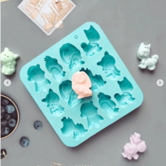 MOLDE SILICONA PLANCHA 12 ANIMALITOS PERRO CONEJO LORO PEZ en internet