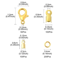 KIT ARMAR APRIETA CORDON TANZA ARGOLLAS MOSQUETON DORADO X 450 U APROX - comprar online