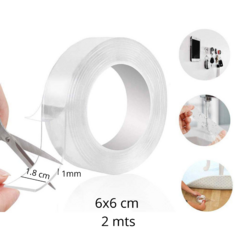 CINTA ADHESIVA DE SILICONA TRANSPARENTE X 18 mm x 2M DOBLE FAZ - comprar online