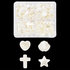 KIT CUENTAS NACARADAS 4 FORMAS CORAZON ESTRELLA CRUZ OSTRA X 35G X 85 UNI - tienda online