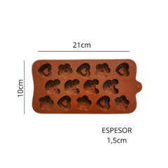 MOLDE SILICONA PLANCHA BOMBONES 14 FORMAS OSO CORAZON FLOR - GRIS - comprar online