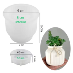 MOLDE SILICONA FLORERO PORTA VELA MACETA RAYADO CON TAPA 9 X 8 CM - comprar online